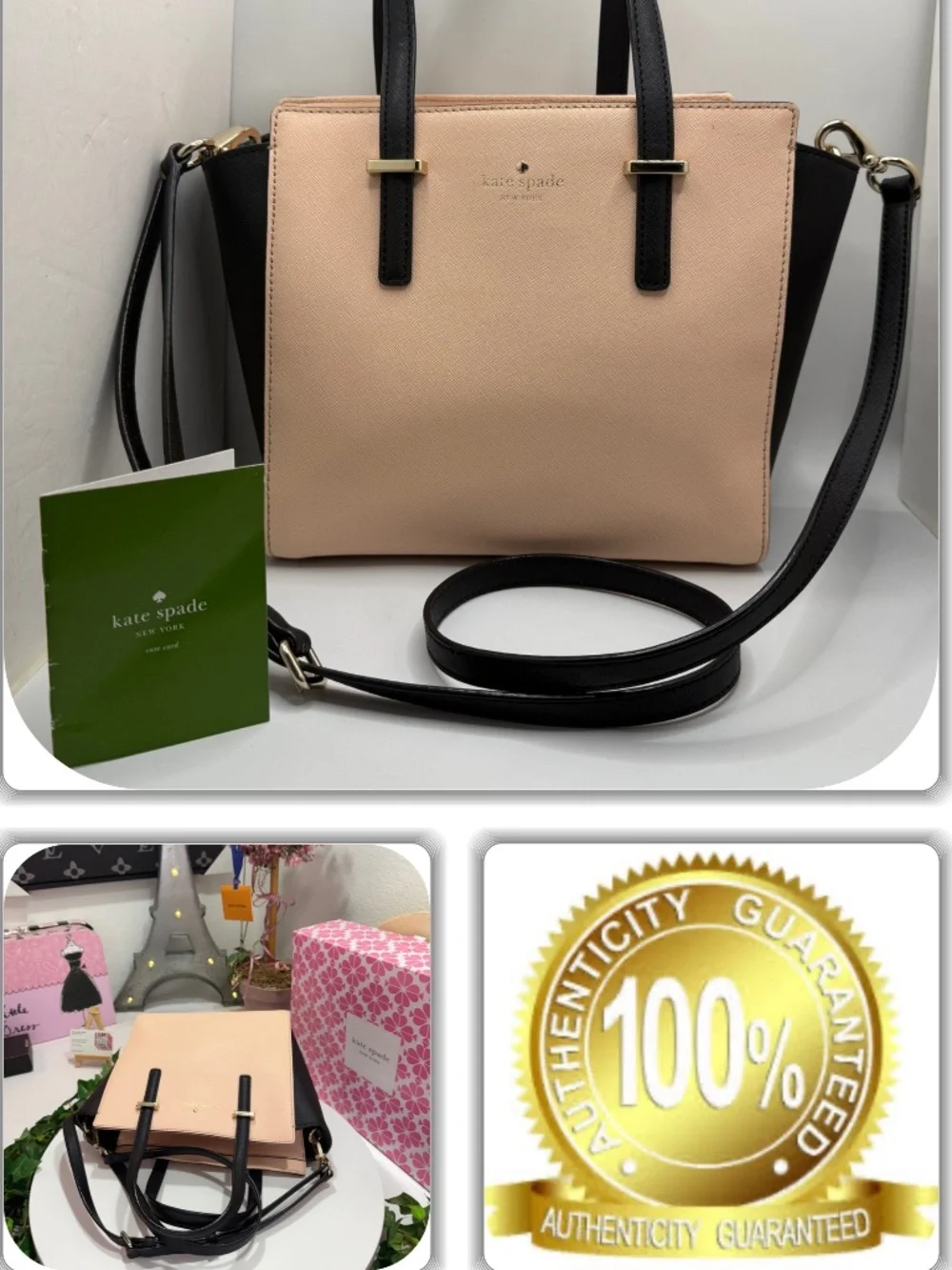 HERMOSA KATE SPADE PINK/BLACK COLOR BLOCK SAFFIANO 2-WAY TOTE HANDBAG!